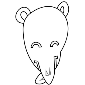 Tapir tongue black and white clipart