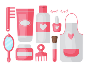 Beauty salon, cosmetics icons vector