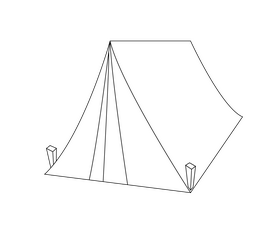 Camping tent drawing black and white clipart