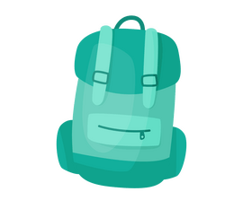 Green backpack cartoon clipart
