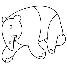 Printable tapir walking black and white clipart