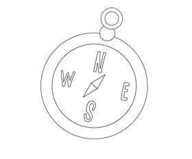 Compass cartoon black and white clipart