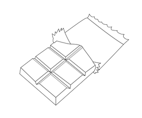 Milk chocolate bar black and white clipart