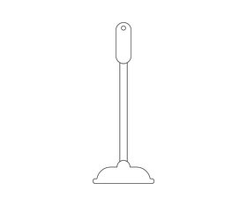 Cartoon small mop black and white clipart