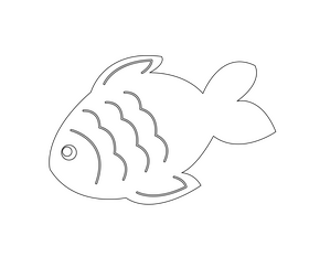 Fish cartoon black and white clipart