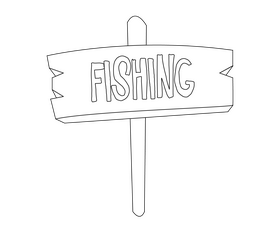 Fishing nameplate black and white clipart