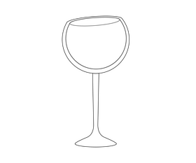 Wine glass cartoon black and white clipart
