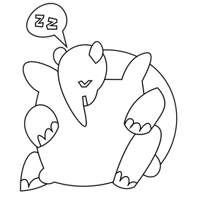 Tapir sleeping black and white clipart