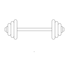 Cartoon barbell black and white clipart