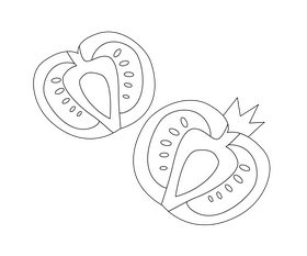Cut half tomato black and white clipart