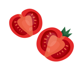 Cut half tomato clipart