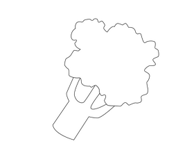 Cartoon broccoli black and white clipart