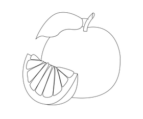 Orange cartoon black and white clipart