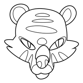 Cartoon tiger head black and white clipart