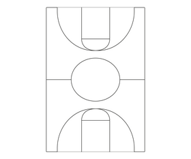 Basketball area black and white clipart