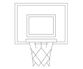 Backboard, basketball hoop black and white clipart