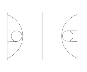 Basketball court cartoon black and white clipart
