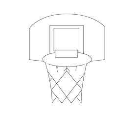 Basketball basket drawing black and white clipart