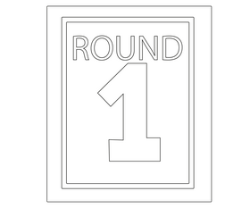Boxing round one black and white clipart