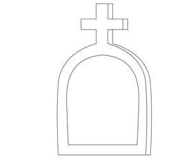 Tombstone with christian cross illustration black and white clipart