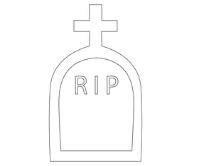 Gravestone, headstone cartoon black and white clipart