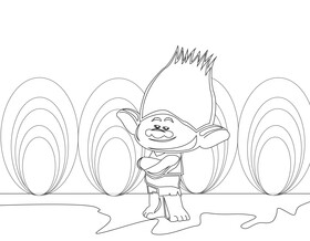 Trolls cartoon drawing black and white vector