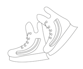 Ice hockey skate cartoon black and white clipart