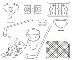 Ice hockey equipment black and white vector