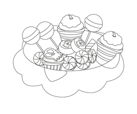 Halloween candies cartoon black and white clipart