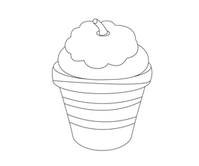 Pumpkin ice cream cartoon black and white clipart