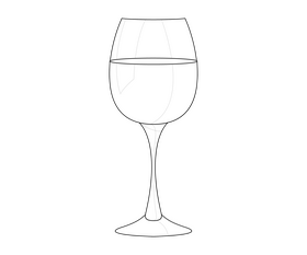 Red wine glass black and white clipart