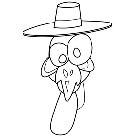 Cartoon turkey hat black and white clipart