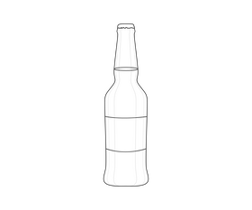 Beer bottle cartoon black and white clipart