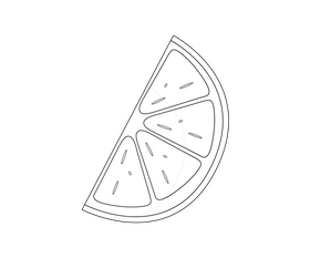 Slice of lemon cartoon black and white clipart