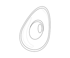 Avocado cut in half illustration black and white clipart