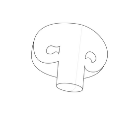 Mushroom slice black and white clipart