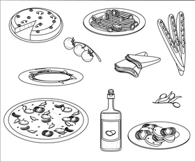 Free Italian food black and white vector