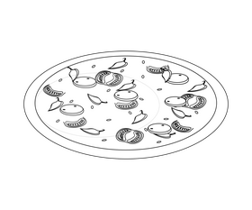 Italian pizza drawing black and white clipart