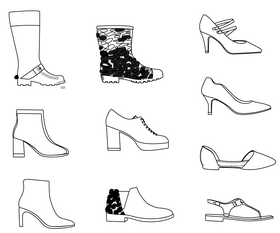 Women shoes collection black and white vector
