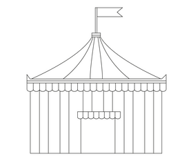 Circus tent illustration black and white clipart