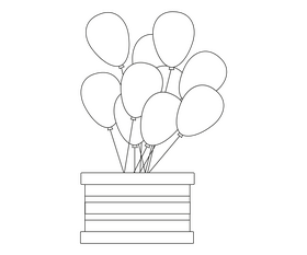 Balloons cartoon black and white clipart