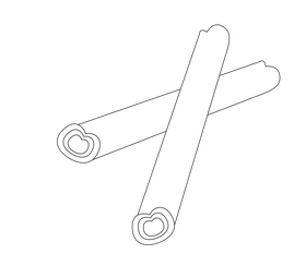 Cinnamon sticks cartoon black and white clipart