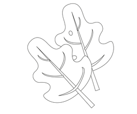 Autumn orange leaf black and white clipart