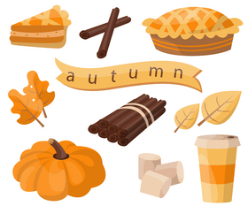 Set of autumn elements vector