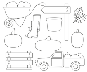 Autumn symbols black and white vector