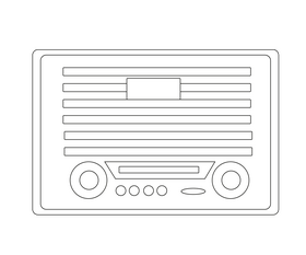 Free retro radio black and white clipart