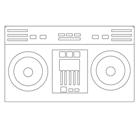 Cassette tape recorder black and white clipart