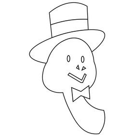 Turtle with hat cartoon black and white clipart