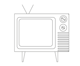 Vintage television black and white clipart