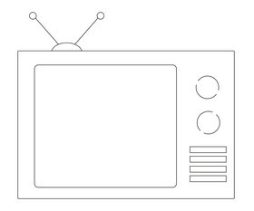 Cartoon retro TV, free television black and white clipart